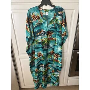 Ocean‎ Blue Apparel Women's Cover-Up Beach Resort Hawaiian Palm Tree Free Size